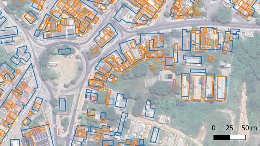 Many-to-many matching of building footprints
