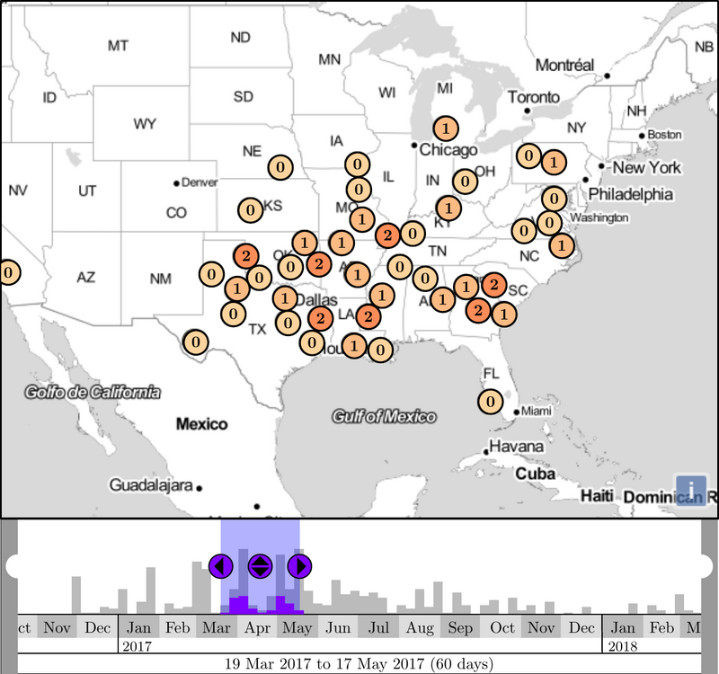 Interactive map with time slider